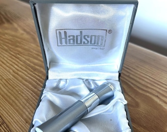 Vintage Hadson Cigarette Lighter Chrome Textured Finish Original Silk Lined Box Japan 1970s Collectible Pocket Lighter Tobacciana Gift