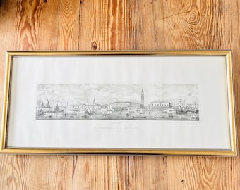 Panorama de Venise Antique Lithograph Gio Brizeghel J A Habnit Framed Venice Cityscape Print 1850