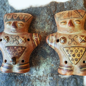 Shamanic clay ocarinas, Pachamama and Apu