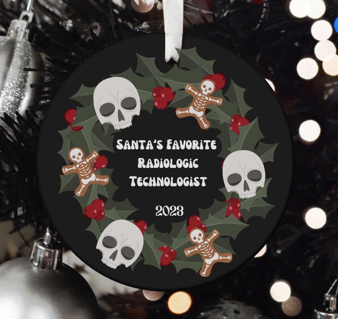 Xray Christmas Ornament Santa's Favorite Skeleton & Skull Wreath