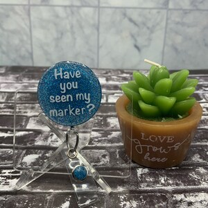 Radiology badge reel | have you seen my marker? | glittery purple