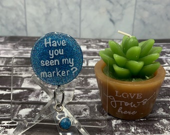 Radiology badge reel | have you seen my marker? | glittery purple