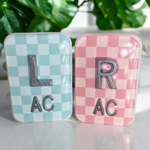 Checkered Two Tone Mint and Mauve Xray markers- 16 different colors -Rectangle 1.5 inches by 1 inch, retro x-ray markers, Vans style markers