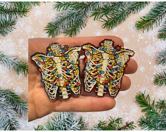 Christmas Ribcage Badge Reel | Radiology X-ray Tech Gift