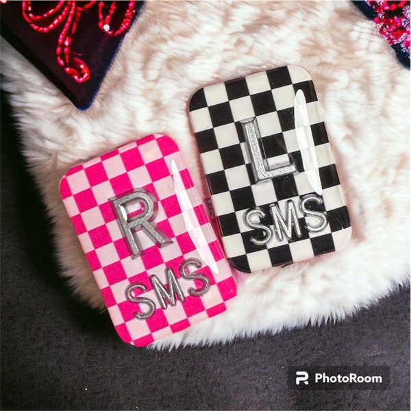 Checkered Hot Pink and Black x-ray markers - Rectangle 1.5 inches by 1 inch