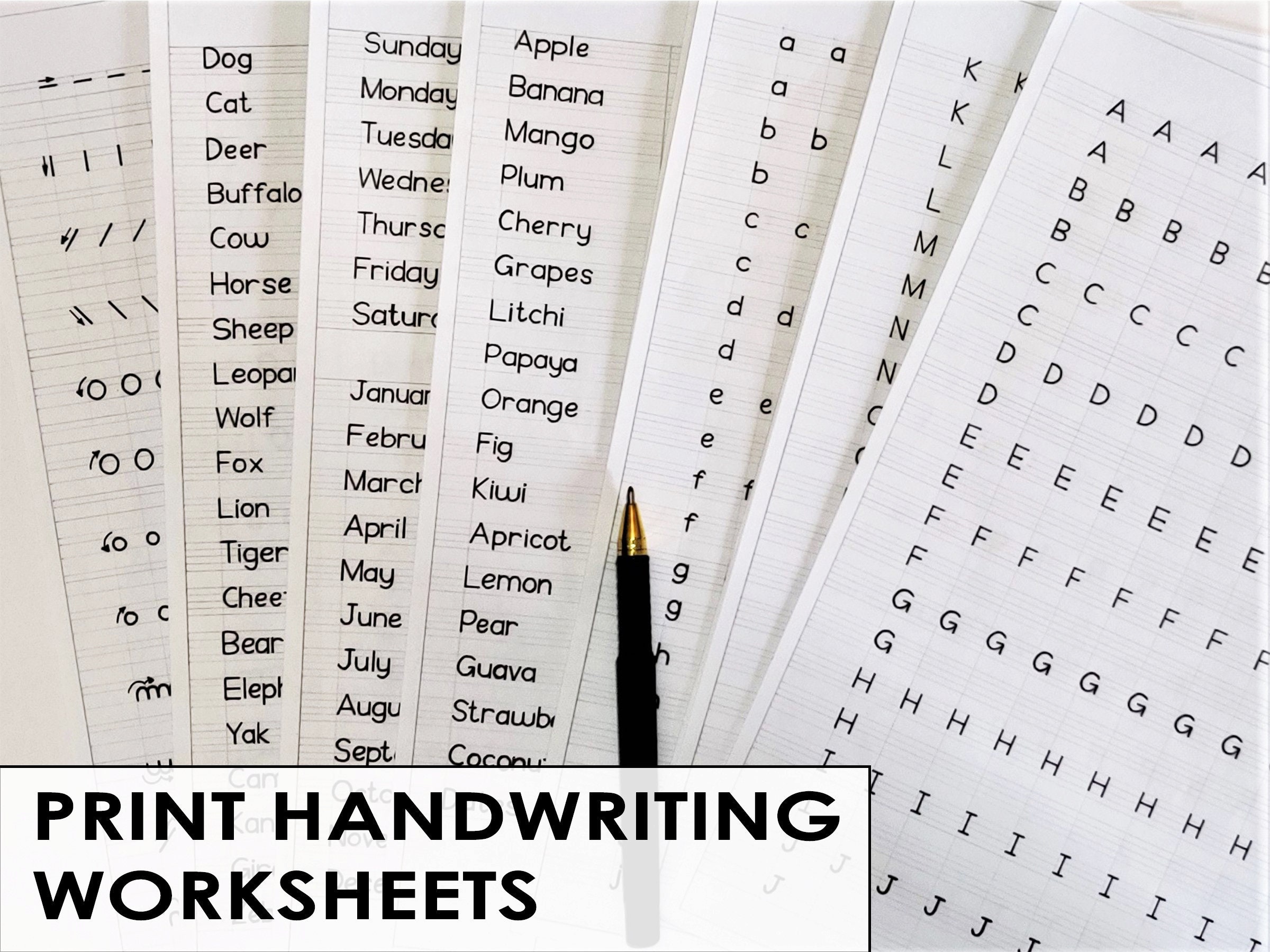 Printable Print Handwriting Worksheetsa4-12pages Uppercase - Etsy