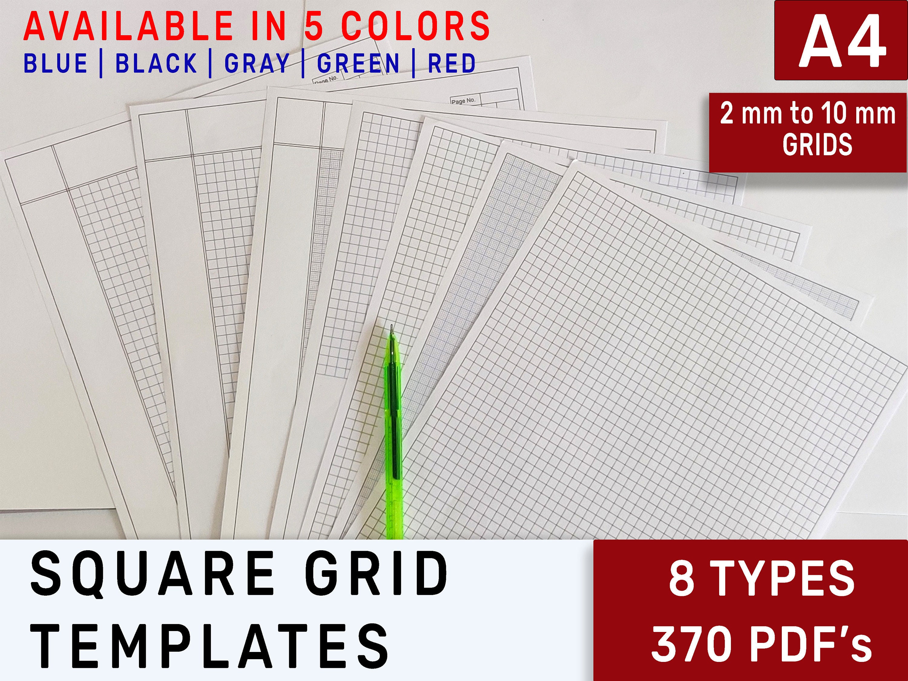 Printable Square Grid Templatessizea4 for Handwriting Etsy