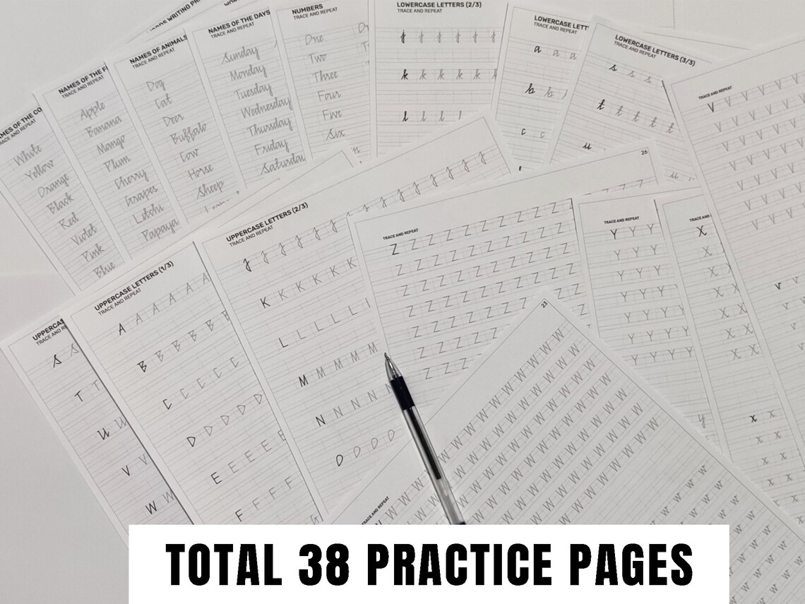 Printable Sharp Edge Cursive Handwriting Worksheets Etsy