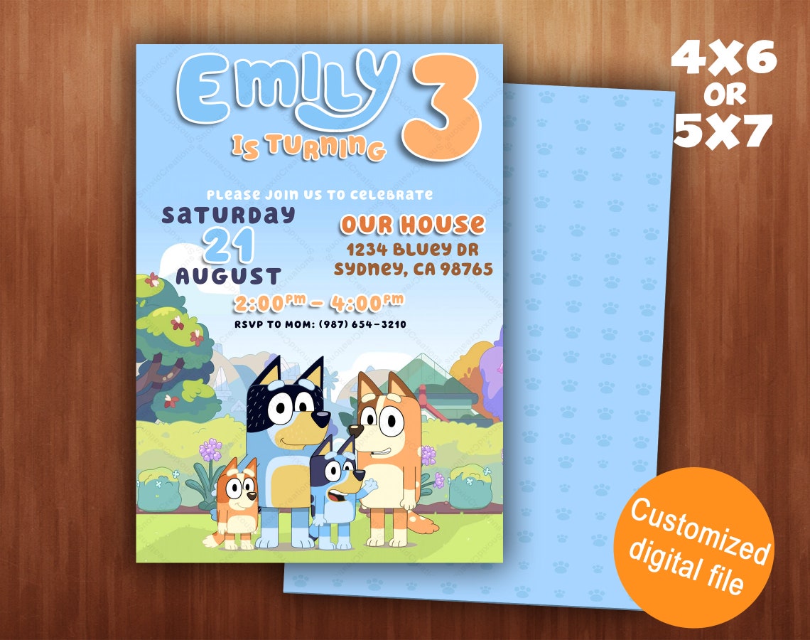 Bluey Birthday Invitation Bluey Invitation Bluey Birthday | Etsy Ireland