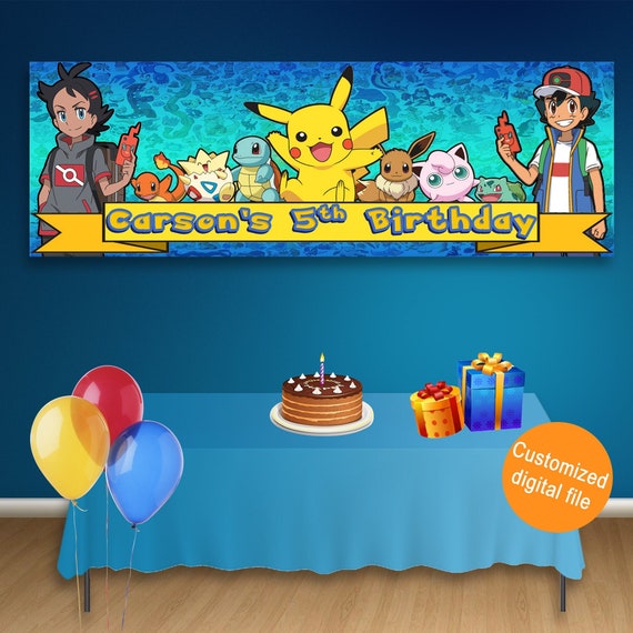 Pokemon Journeys Birthday Banner, Pokemon Backdrop, Pokemon Party Supplies,  Pokemon Birthday Party, Pokemon Birthday Decorations