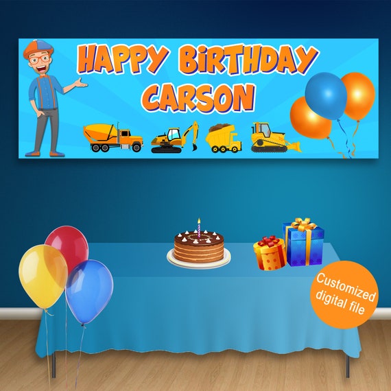 Blippi Construction Birthday Banner Blippi Birthday Banner Etsy