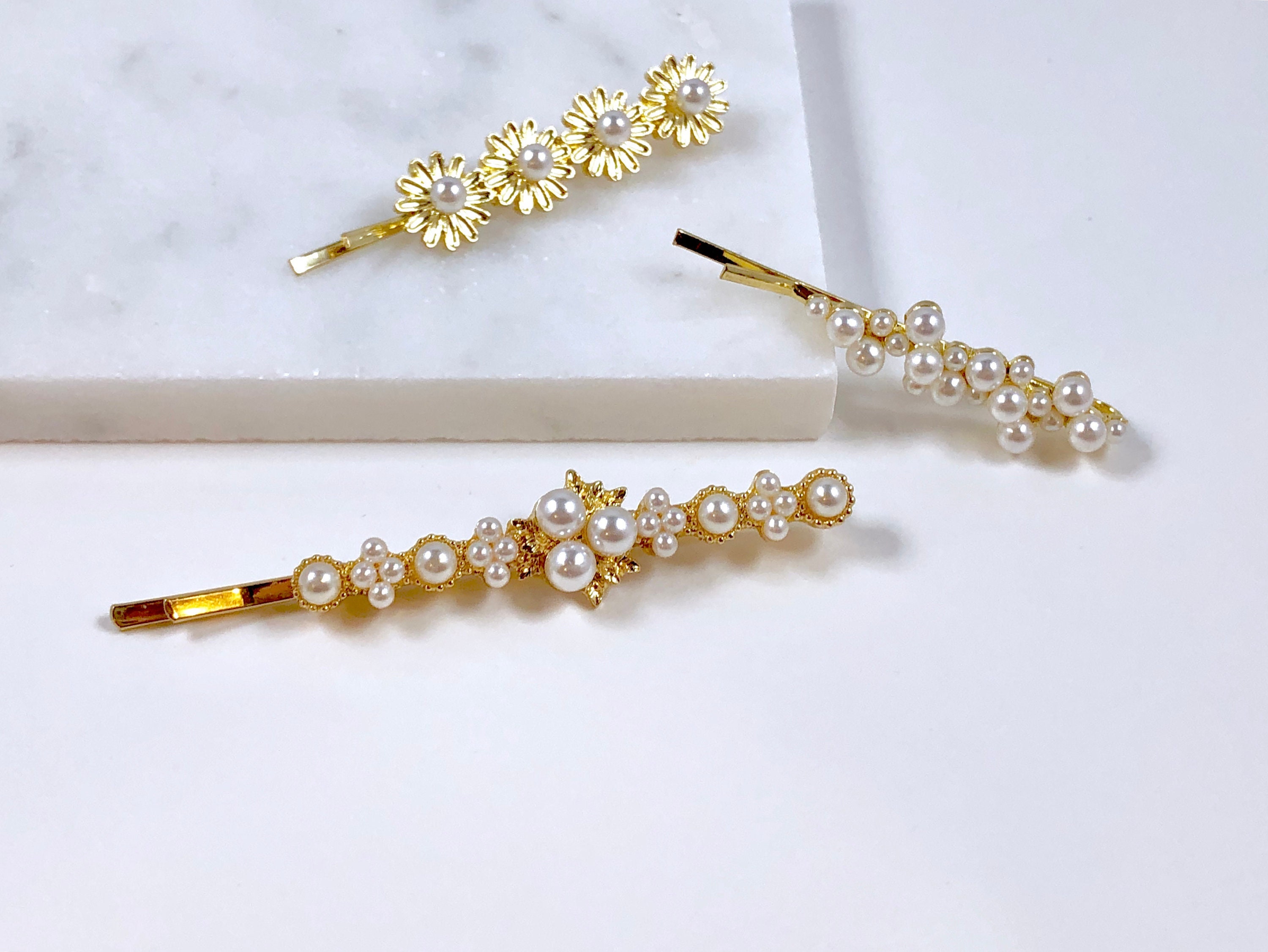 Elegant Pearl Hair Clips Set of 3 Amazon.com : Warmfits Pearl Hair Clips Wedding Pearl Hair  main image 3