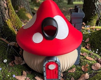 Mushroom Birdhouse – 3D Printed Fairy House, Whimsical Garden Decor