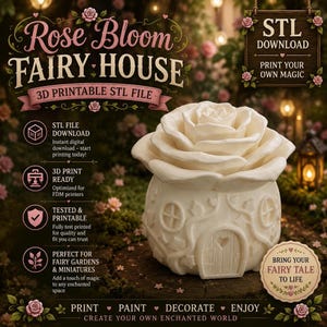 Rose Fairy House STL | 3D Printable Digital Download File for Gardens
