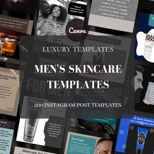 200 Men's Skincare Instagram Canva Templates, Social Media Posts for Estheticians and Dermatologists, Skincare Marketing, IG Templates