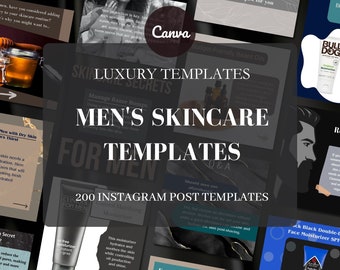 200 Men's Skincare Instagram Canva Templates, Social Media Posts for Estheticians and Dermatologists, Skincare Marketing, IG Templates