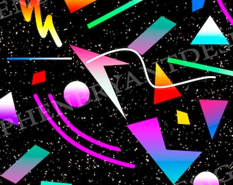 Retro 80's Backdrop - Old School Colorful Shapes -  Instant Digital Download Wallpaper, Background, & Backdrop