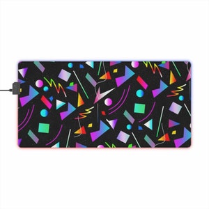 80s Retro Print LED Gaming Mouse Pad
