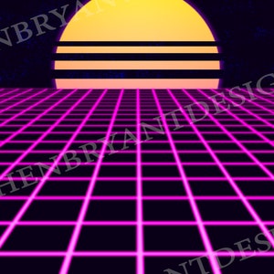 Cenário de download instantâneo retrô dos anos 80 - Lasers solares e rosa - Papel de parede digital - Substituição de fundo - Fundos e cenários digitais