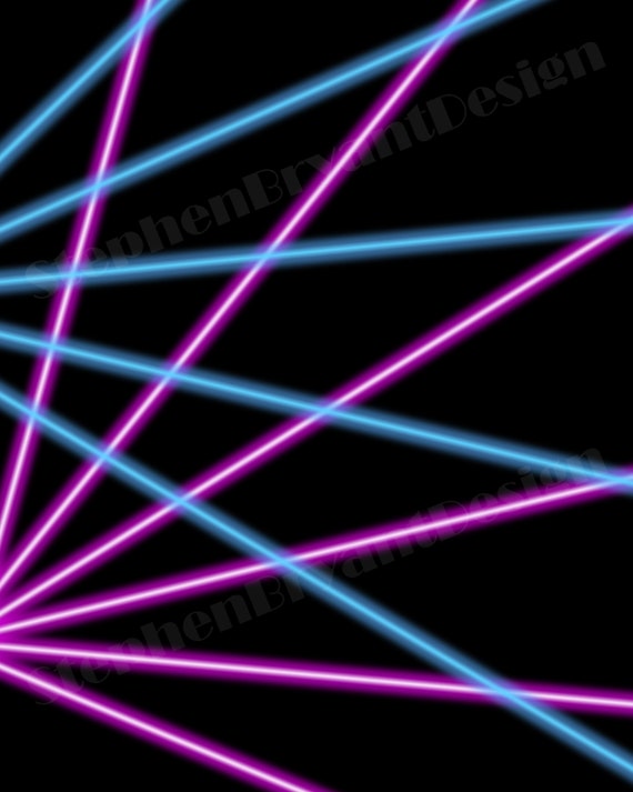 Retro Blue & Pink Laser Beams on Black Digital Backdrop | Etsy