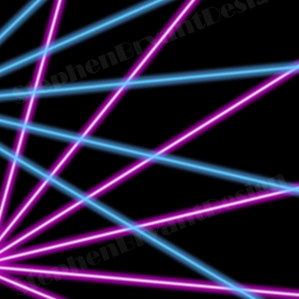 80s Retro Neon Laser Beam Background - Digital, Pink & Blue on Black, Vintage Aesthetic for Graphic Design and Social Media
