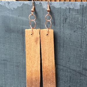 Rose Gold Dipped Cedar Plank Earrings