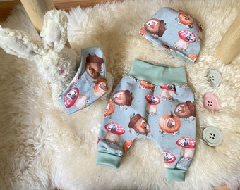 Pumppants, Gift Set for Birth, Baggypants, Baby Set, Baby Gift, Birth Gift, Autumn Baby, Baby Pumppants, Scarf, Hat, Birthday
