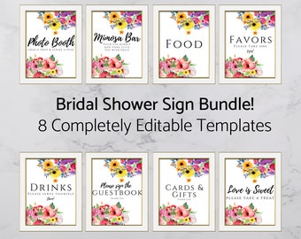 Bridal Shower Signs - Bridal Shower Decorations - Easy to Edit and Print - INSTANT DOWNLOAD