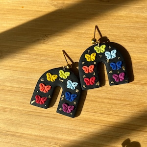 Handmade Clay Earrings - Boho Chic Dangle Jewelry, Floral Clay Earrings - Nature-Inspired Handmade Accessories