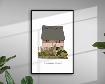 Custom Home Illustration • House Drawing • Housewarming Gift • Mothers Day • Printable