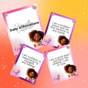 Cartes d'affirmation positive pour jeunes filles noires (âgées de 4 à 12 ans) | Cartes numériques | Cartes imprimables