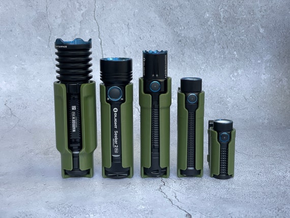 Fondina per torcia Olight in OD Green Clip stampata in 3D 