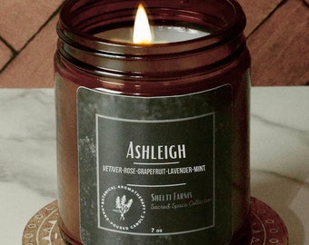 Ashleigh - Botanical Aromatherapy Candle - Sacred Space Collection • Grapefruit|Lavender|Mint|Cedar|Vetiver •