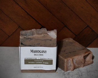 Mahogany - Natural Bar Soap - Inspired Wellness • Lavender|Patchouli|Ho Wood|Moroccan Red Clay - Medium High Grit - Rough Cut