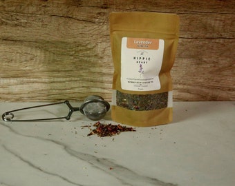 Hippie Heart - Premium Loose Leaf - Lavender Blend Tea - Decaf • Green Rooibos|Peach|Rose|Ginger|Lemon Balm •