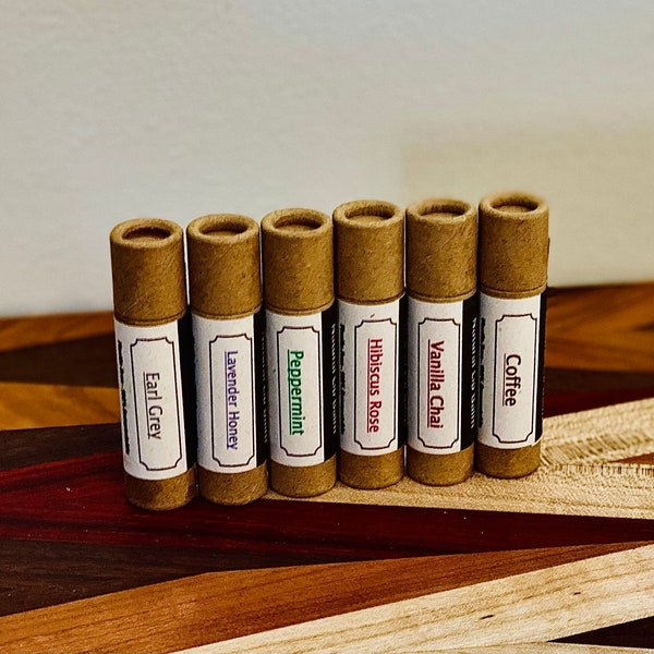 Natural Lip Balm - Botanical Infused - Inspired Wellness - Compostable Tubes • Lavender • Chai • Peppermint • Rose • Coffee • Earl Grey •