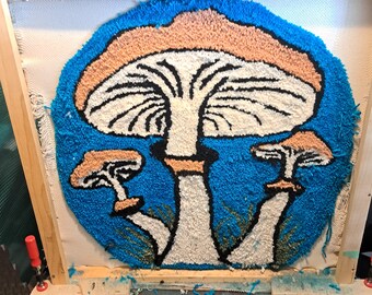 Hooked Rug, Cubensis Mushrooms