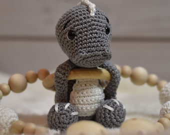 Dino stroller chain in gray, nice gift for a birth, ideal for strollers or the car seat for babies