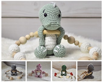 Dino stroller chain | Gift idea for a birth | crocheted dinosaur | Baptism gift for godchild | individual and personalizable