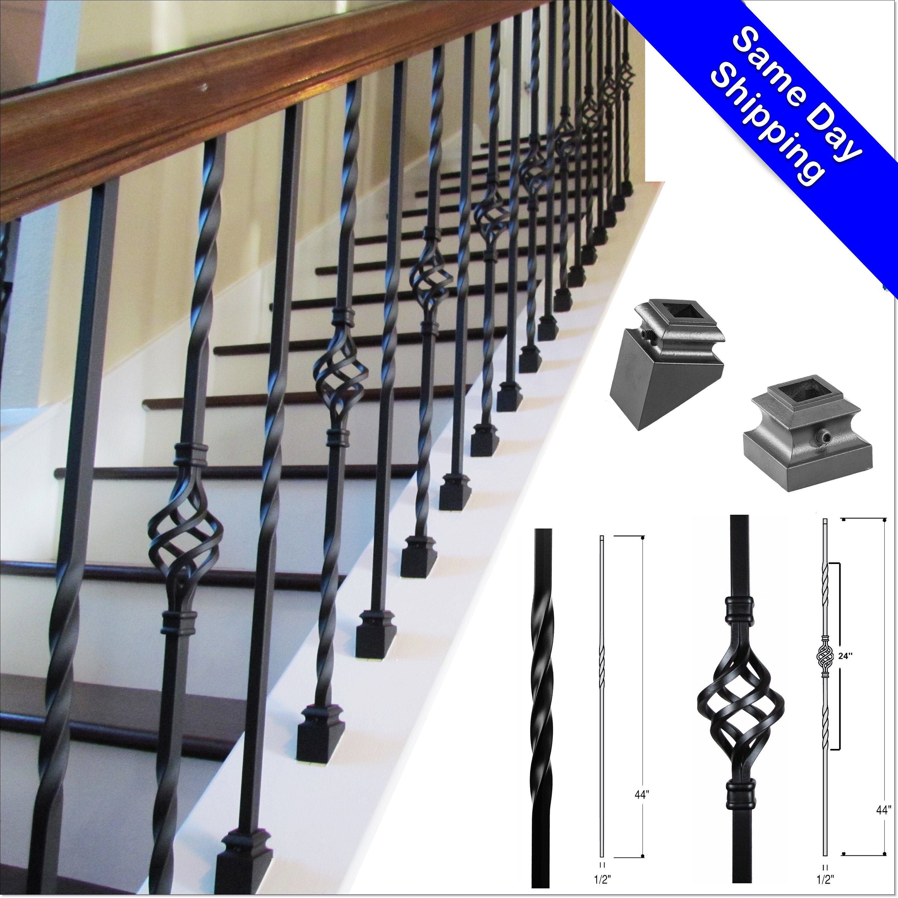 Iron balusters Iron stair parts Iron stair railing Parts Etsy
