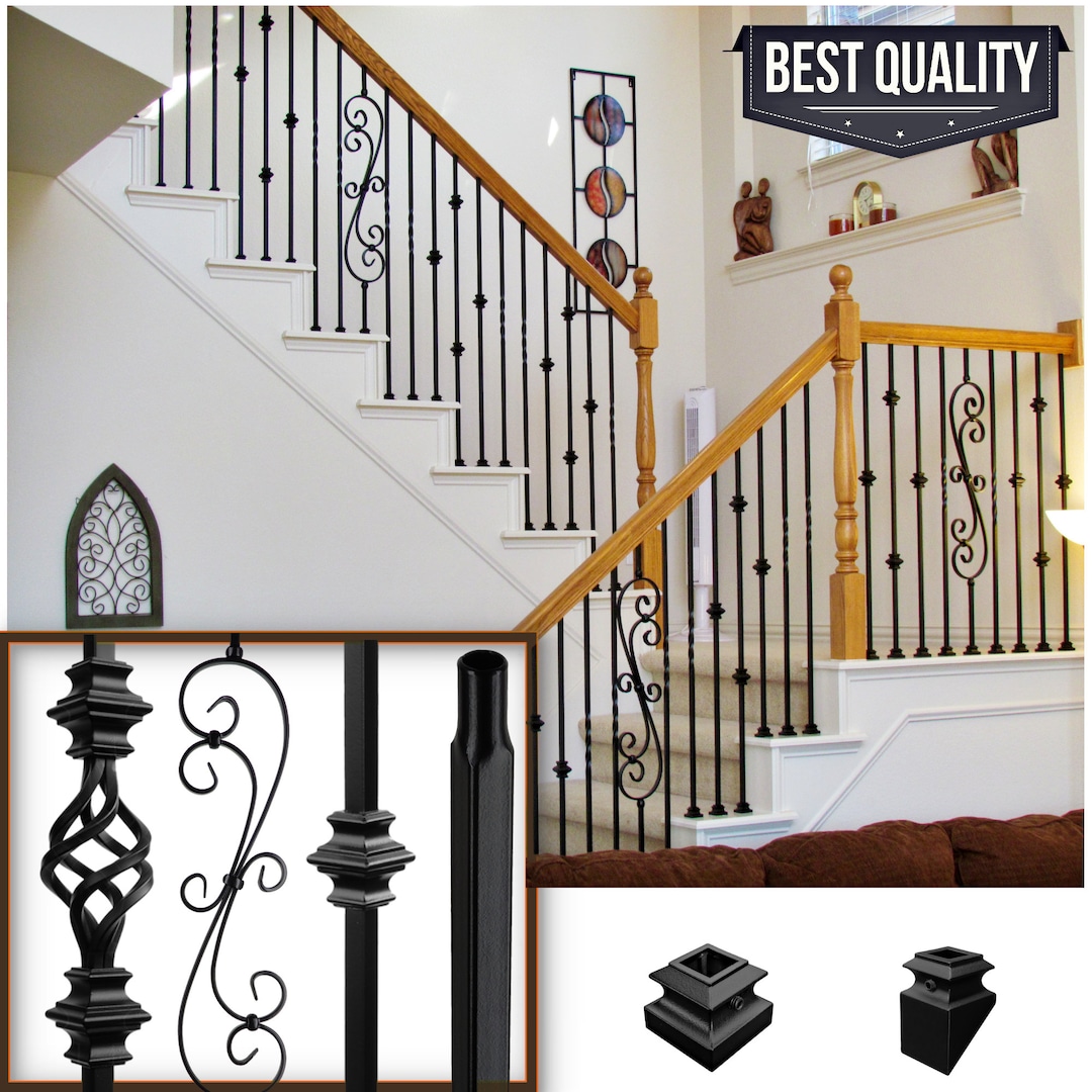 Premium Iron Balusters Iron Spindles Metal Stair Parts Hollow Satin