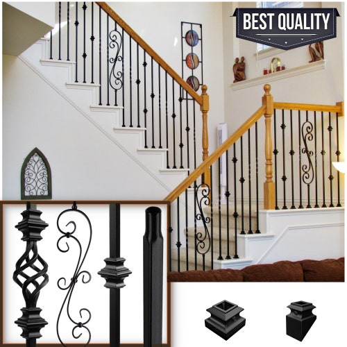 Wrought Iron Stair Balusters Satin Black Hollow Stair Part Etsy Canada