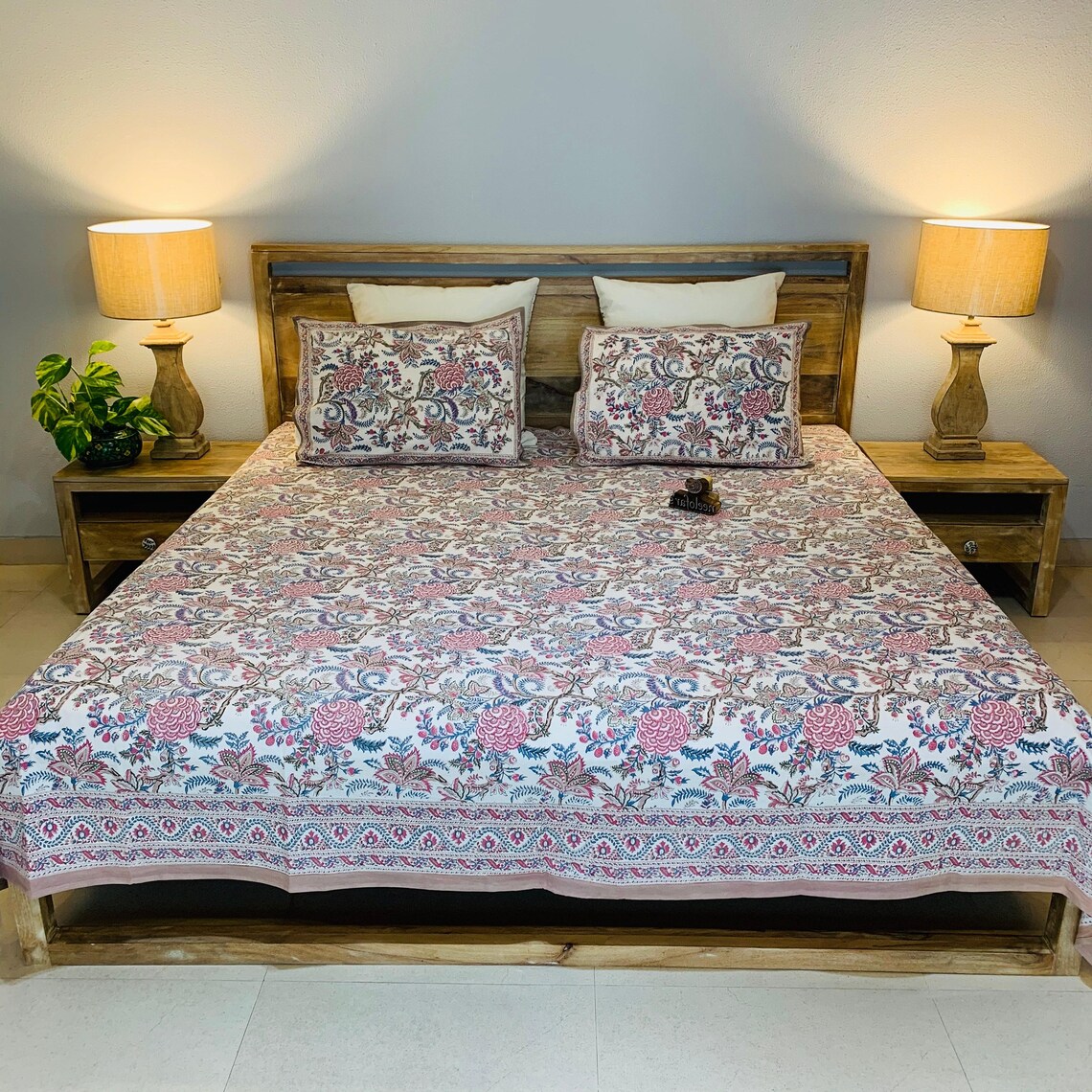 Floral Bedsheets Indian Hand Block Print Bedspread Etsy