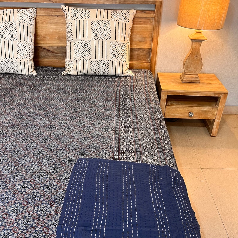 Ajrakh Kantha Luxury Home Decor Quilt New Floral Print Razai Etsy