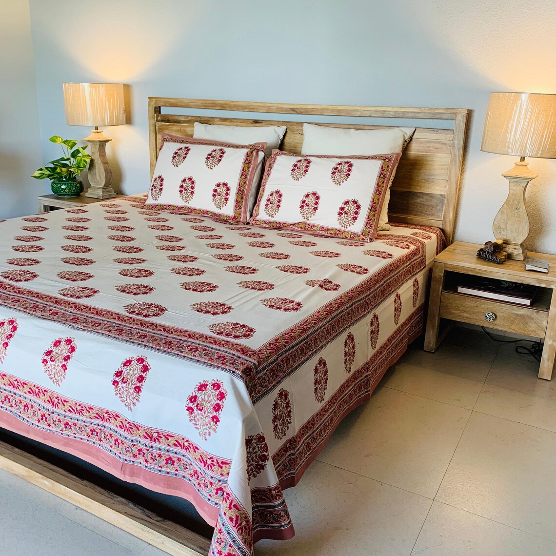 Handmade BedSheetFloral Bedsheet Indian Handblock Print Etsy