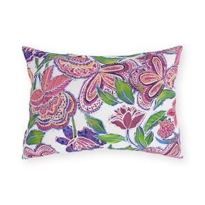 Cojín de exterior con flores silvestres: decoración floral bohemia para patio, resistente a los rayos UV y al moho.