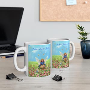Angel in Garden Coffee Mug: 'Now Never Ends' Design, 11oz Ceramic Mug image 4