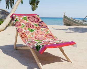 Toalla de playa con estampado floral bohemio