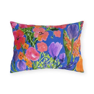 Be Wild Flowers in the Blue - Colorful Garden Design-OUTDOOR Pillow UV & Water-Resistant