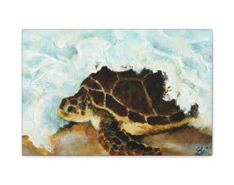 Tela artistica raffigurante una tartaruga da spiaggia
